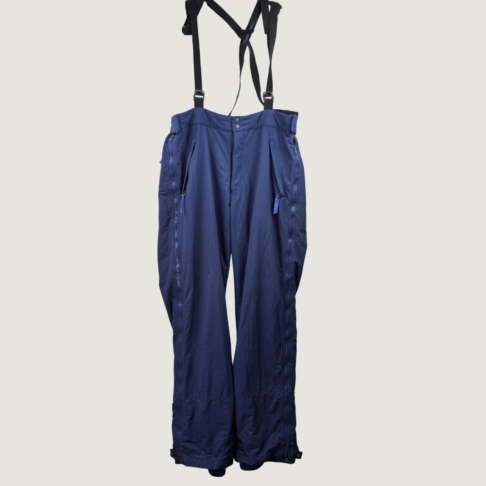 Patagonia Snow Pants Mens 36 Navy Blue Full Side Zip Suspenders Ski Snowboard